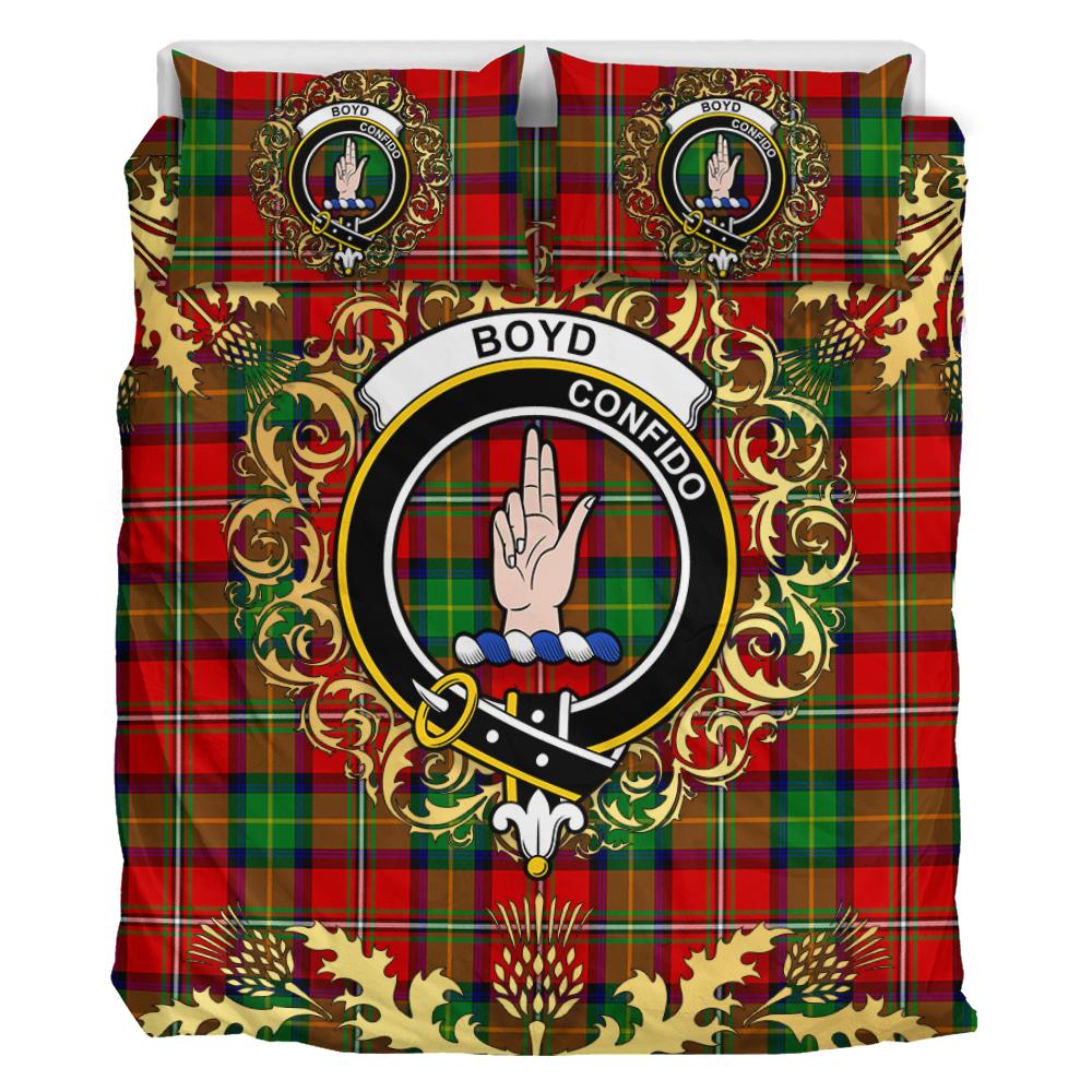 Boyd Modern Tartan Crest Bedding Set - Golden Thistle Style