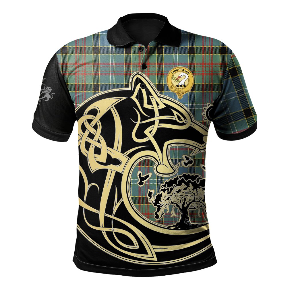 Brisbane Modern Tartan Polo Shirt Viking Wolf