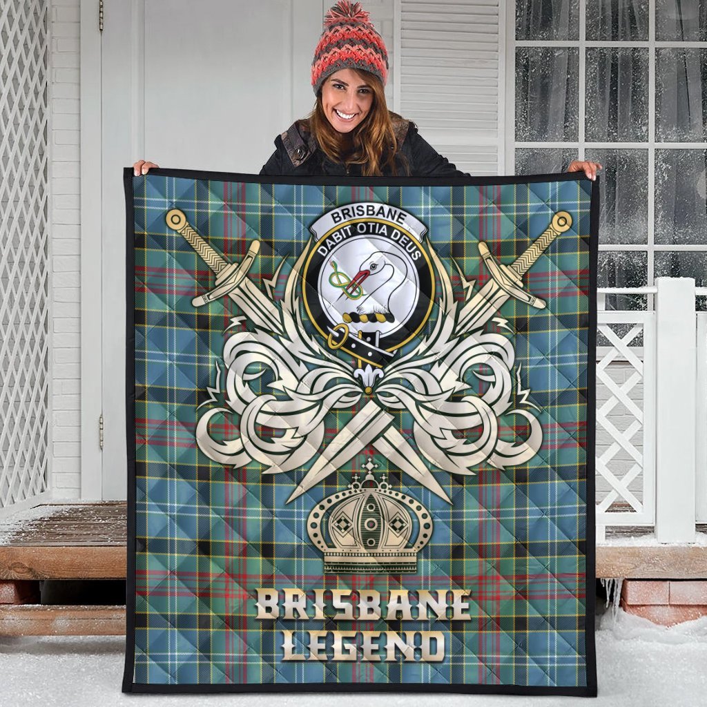 Brisbane Modern Tartan Crest Legend Gold Royal Premium Quilt