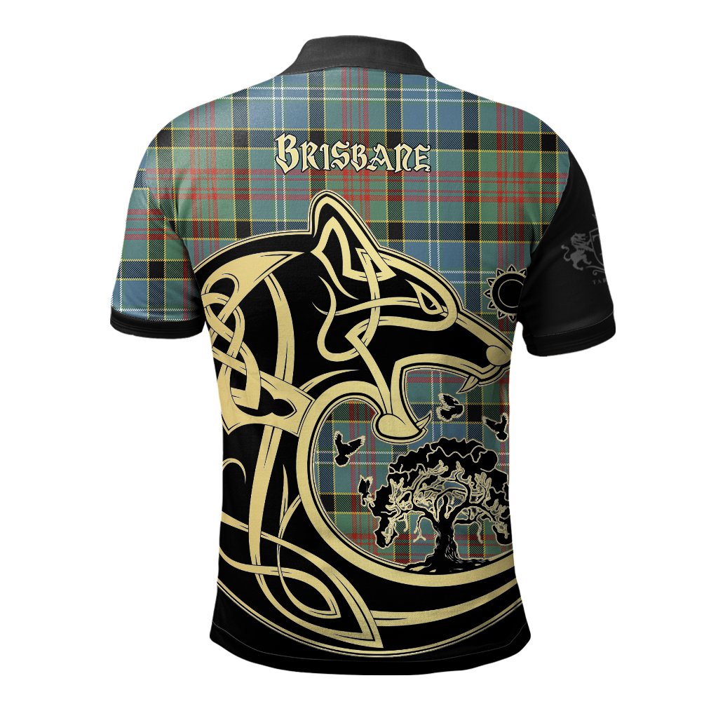 Brisbane Modern Tartan Polo Shirt Viking Wolf