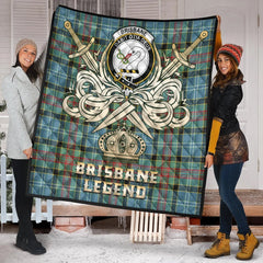 Brisbane Modern Tartan Crest Legend Gold Royal Premium Quilt