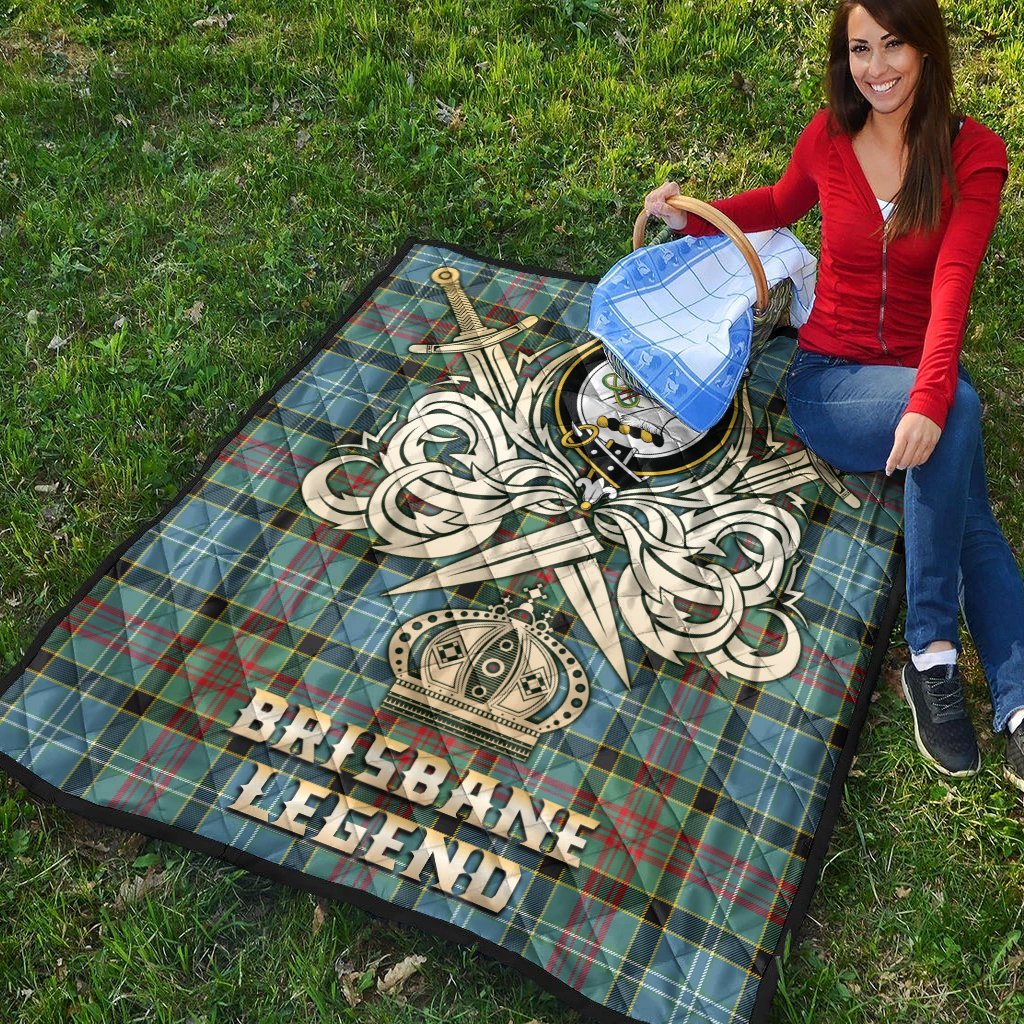 Brisbane Modern Tartan Crest Legend Gold Royal Premium Quilt