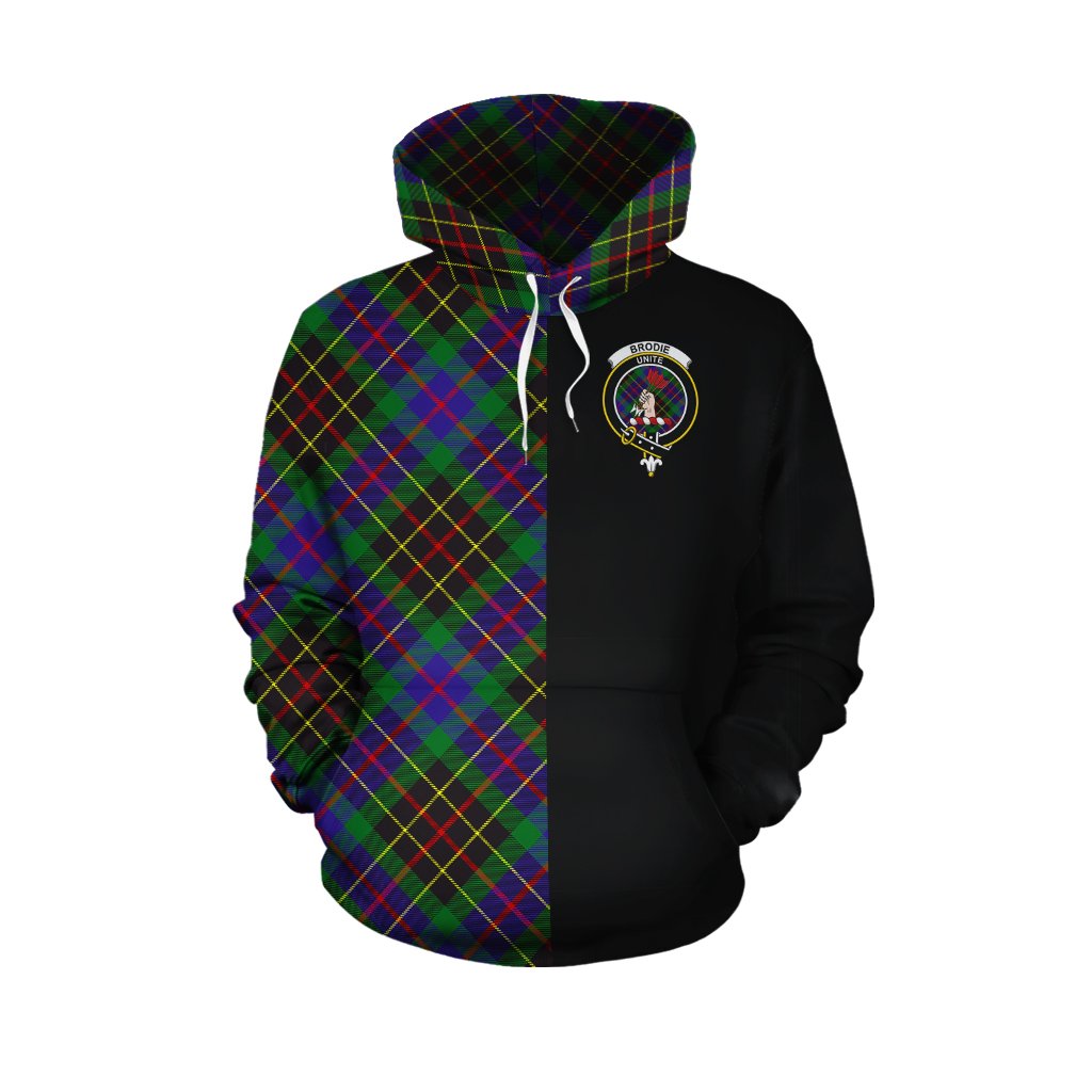 Brodie Hunting Modern Tartan Hoodie Half of Me - Cross Style