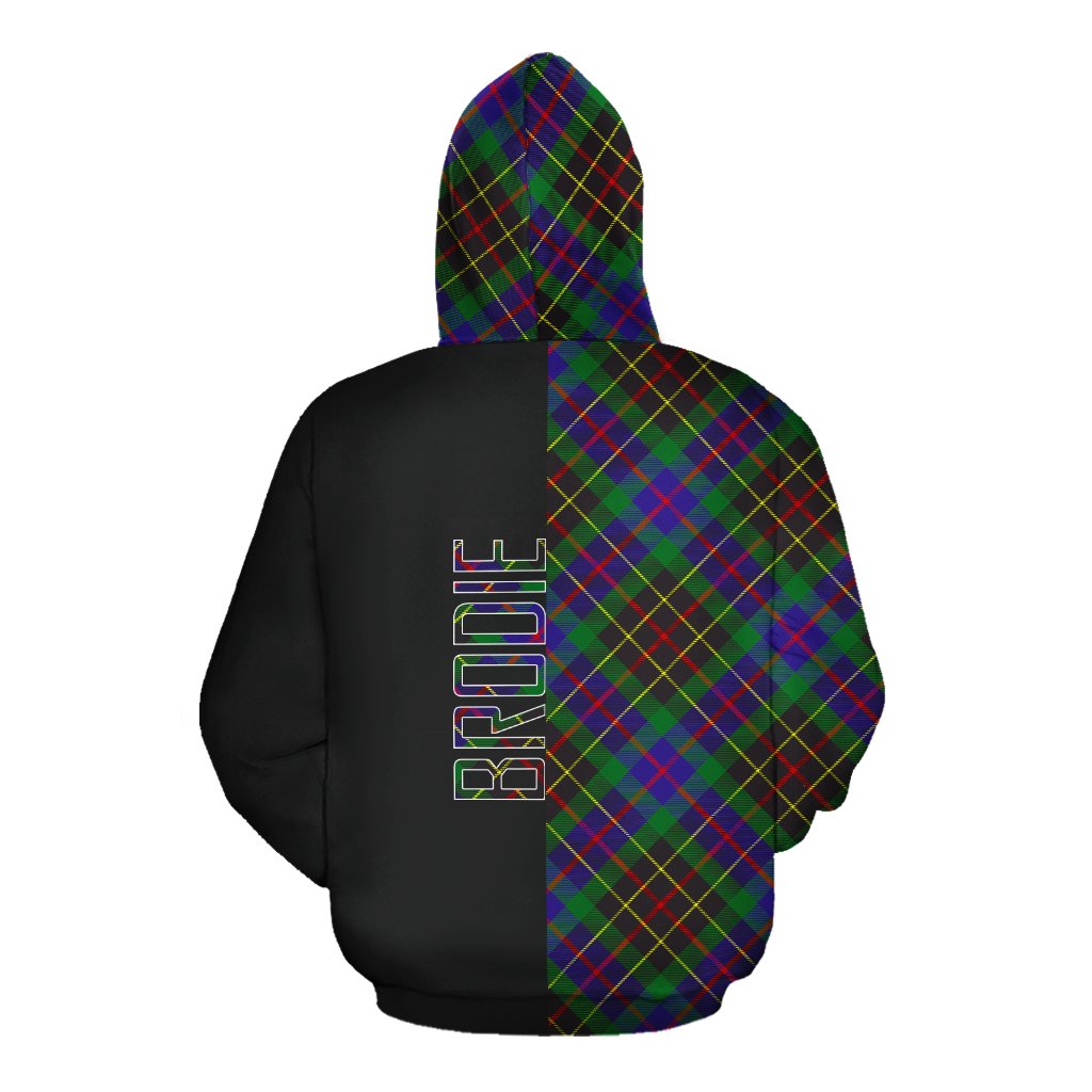 Brodie Hunting Modern Tartan Hoodie Half of Me - Cross Style