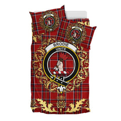 Brodie W _ A Tartan Crest Bedding Set - Golden Thistle Style