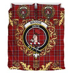 Brodie W _ A Tartan Crest Bedding Set - Golden Thistle Style