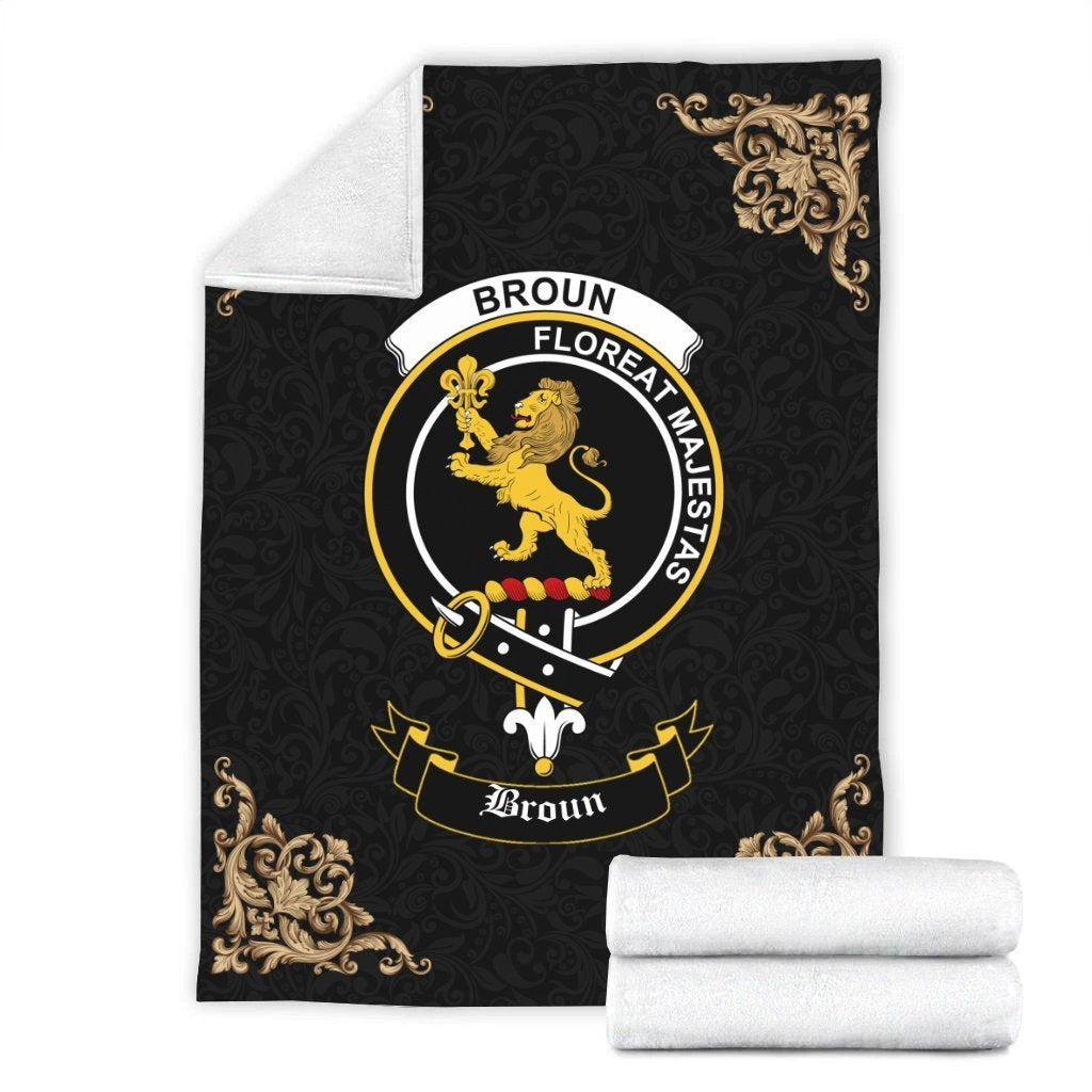 Broun Crest Tartan Premium Blanket Black