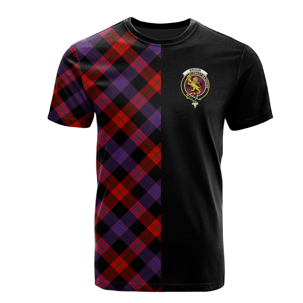 Broun Modern Tartan T-Shirt Half of Me - Cross Style