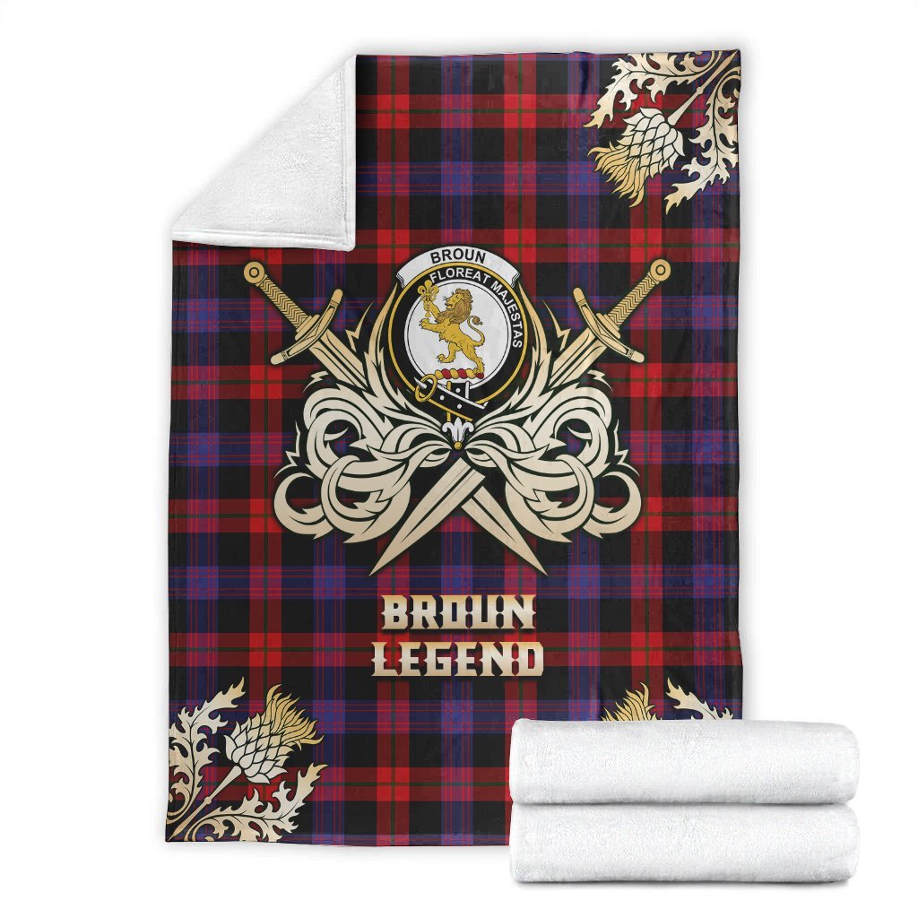 Broun Modern Tartan Gold Courage Symbol Blanket