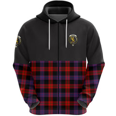 Broun Modern Clan Half Of Tartan Zipper Hoodie