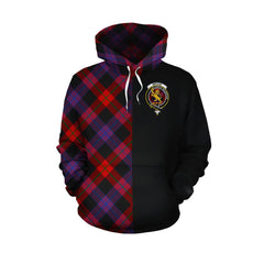 Broun Modern Tartan Hoodie Half of Me - Cross Style