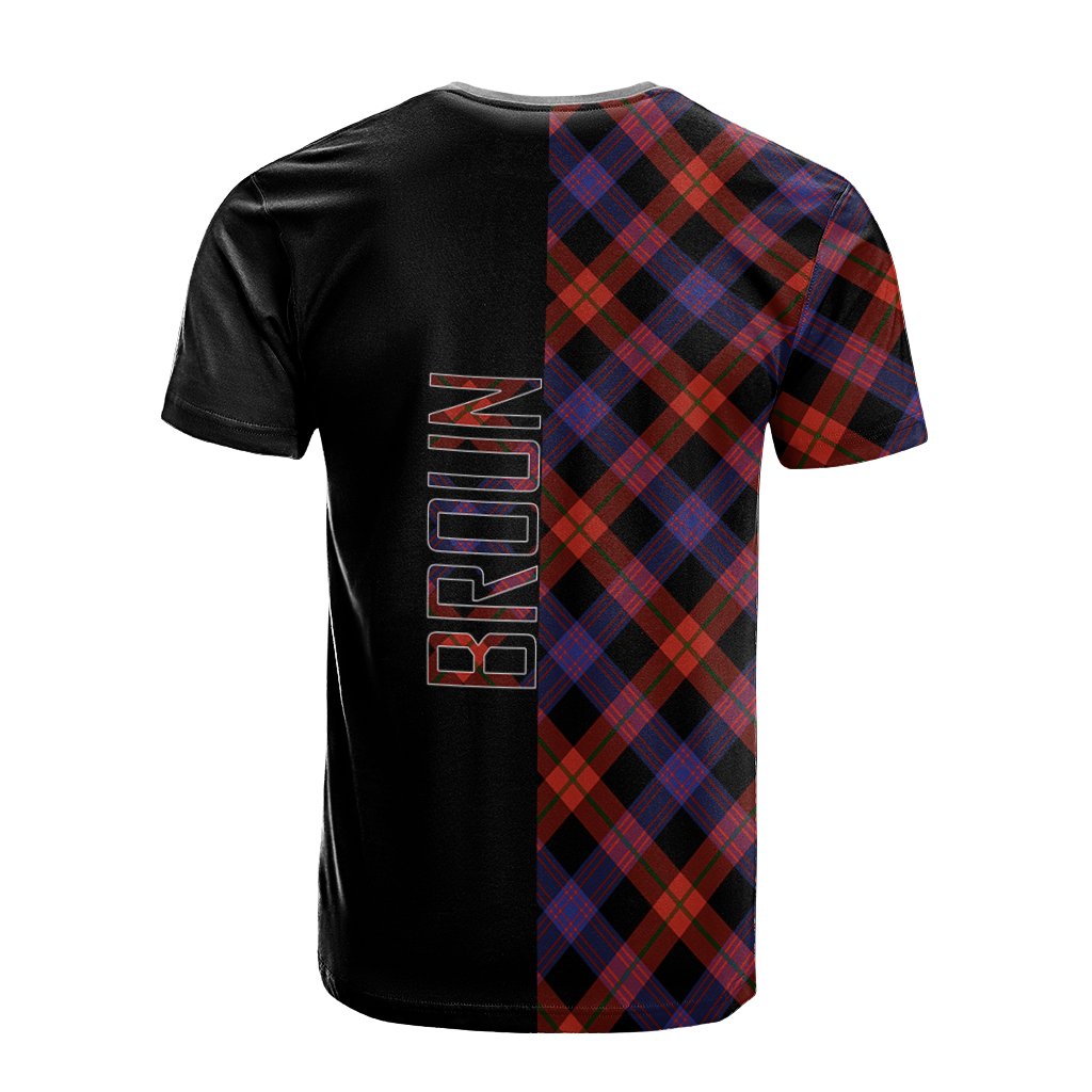 Broun Modern Tartan T-Shirt Half of Me - Cross Style