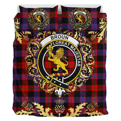 Broun Modern Tartan Crest Bedding Set - Golden Thistle Style