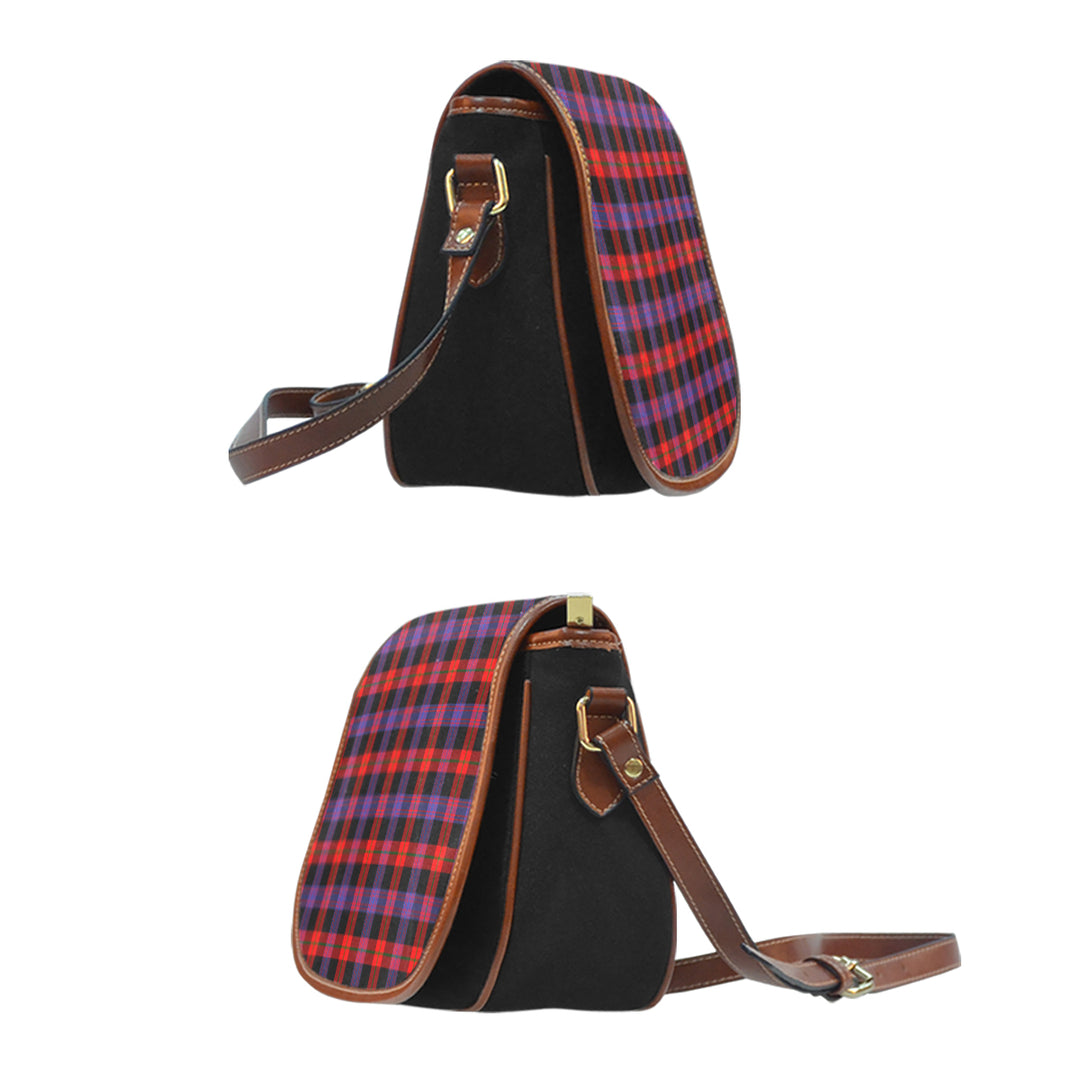 Broun Modern Tartan Saddle Handbags