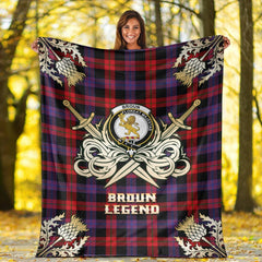 Broun Modern Tartan Gold Courage Symbol Blanket