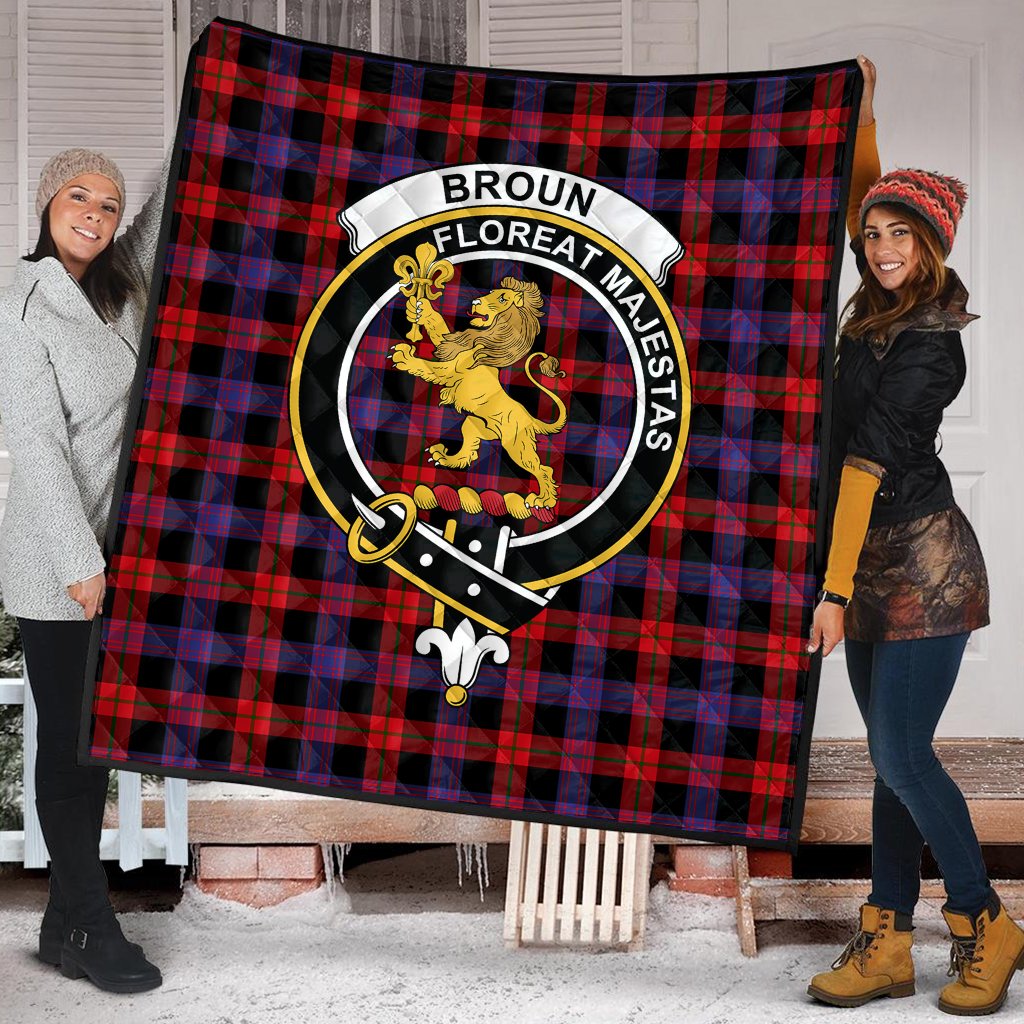 Broun Modern Tartan Crest Quilt