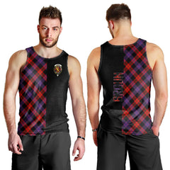 Broun Modern Tartan Crest Men's Tank Top - Cross Style