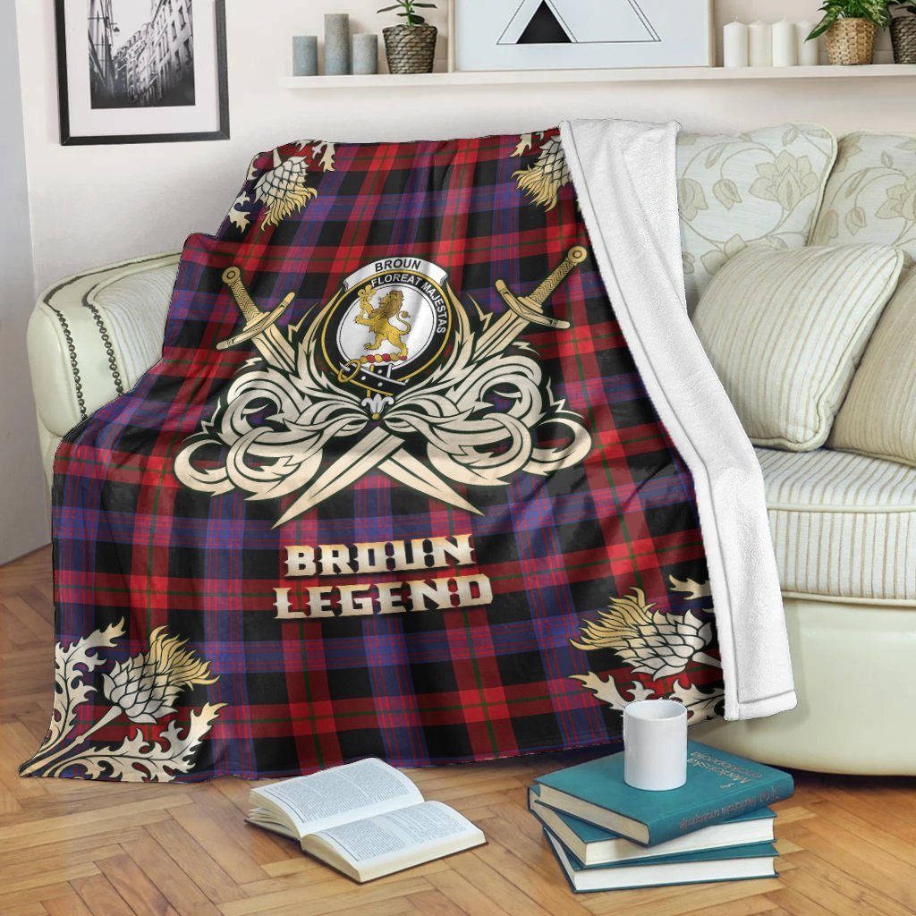 Broun Modern Tartan Gold Courage Symbol Blanket