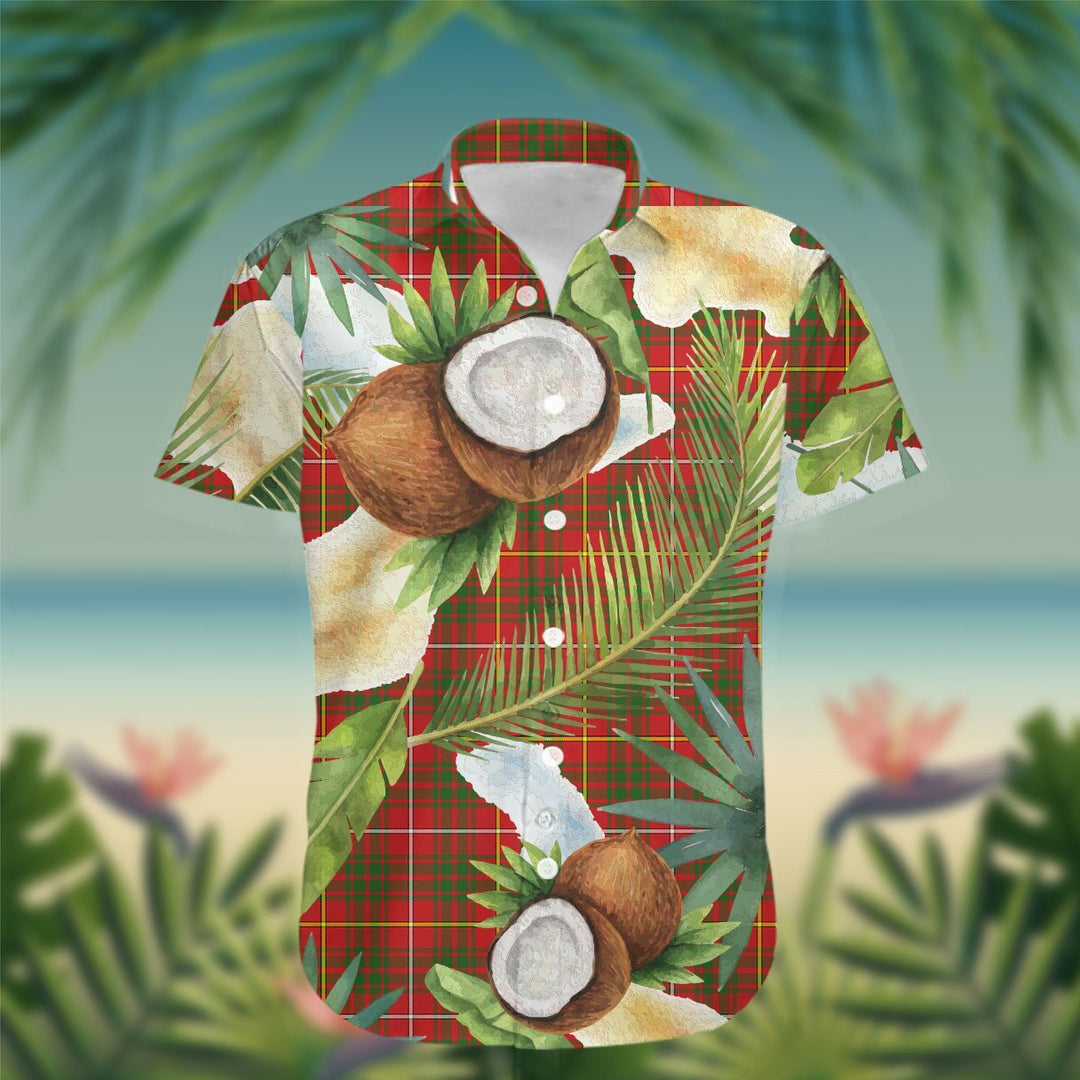 Bruce Tartan Hawaiian Shirt Hibiscus, Coconut, Parrot, Pineapple - Tropical Garden Shirt