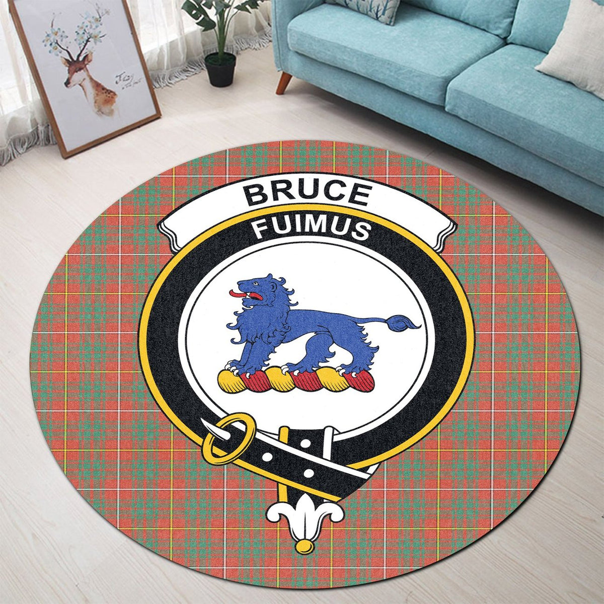 Bruce Ancient Tartan Crest Round Rug