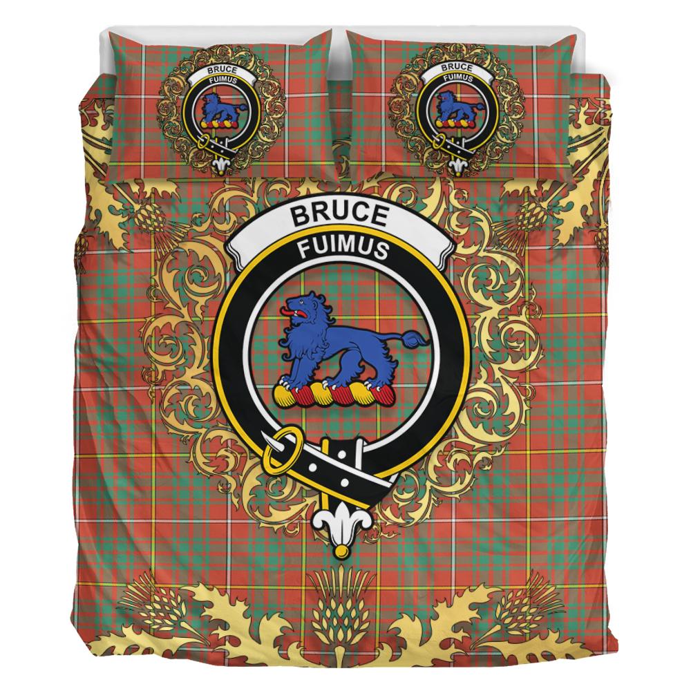 Bruce Ancient Tartan Crest Bedding Set - Golden Thistle Style