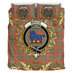 Bruce Ancient Tartan Crest Bedding Set - Golden Thistle Style
