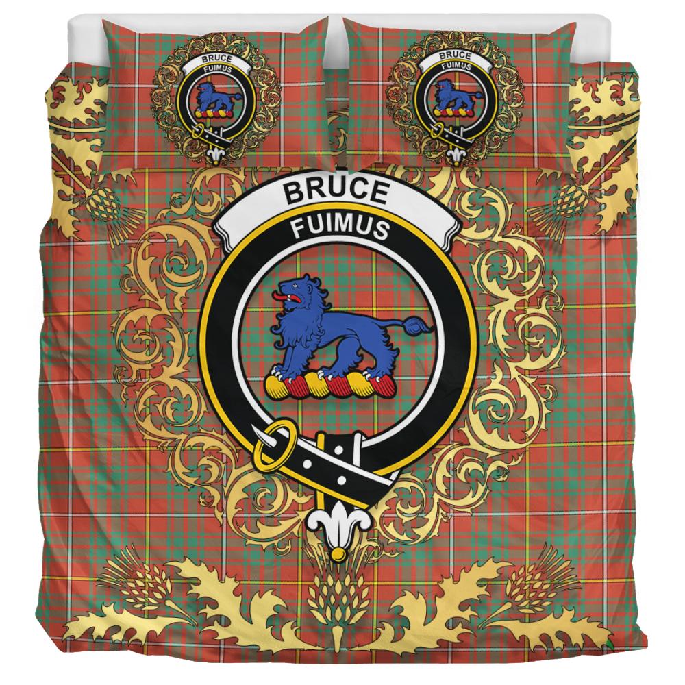 Bruce Ancient Tartan Crest Bedding Set - Golden Thistle Style