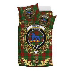 Bruce Hunting Tartan Crest Bedding Set - Golden Thistle Style