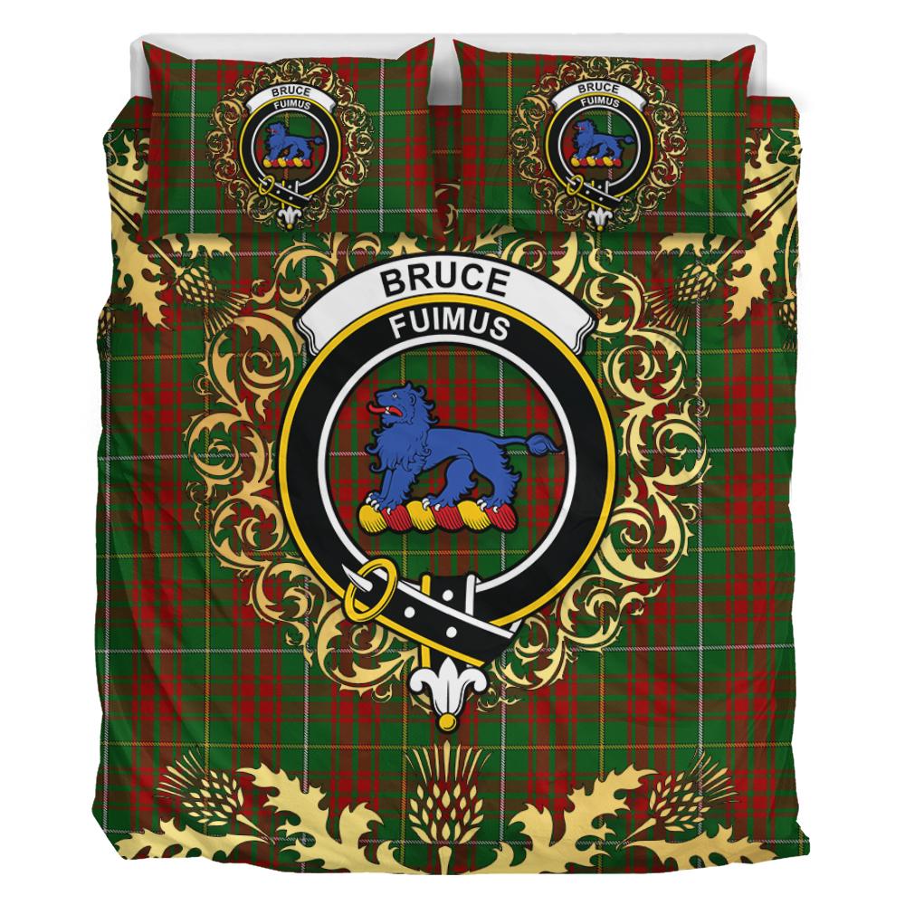 Bruce Hunting Tartan Crest Bedding Set - Golden Thistle Style