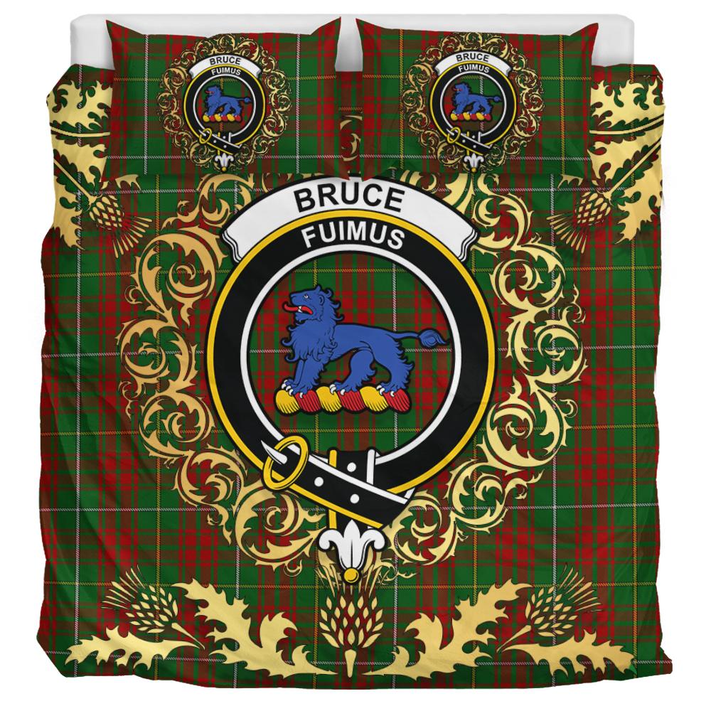 Bruce Hunting Tartan Crest Bedding Set - Golden Thistle Style