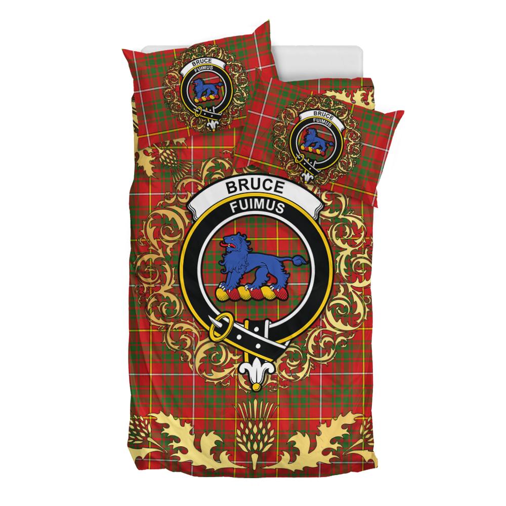 Bruce Modern Tartan Crest Bedding Set - Golden Thistle Style