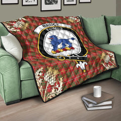 Bruce Modern Tartan Crest Premium Quilt - Gold Thistle Style