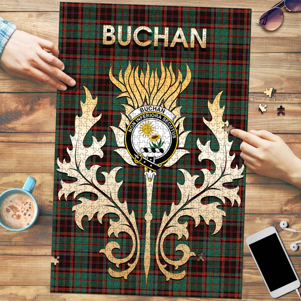 Buchan Ancient Tartan Crest Thistle Jigsaw Puzzles