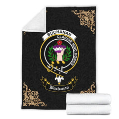 Buchanan Crest Tartan Premium Blanket Black