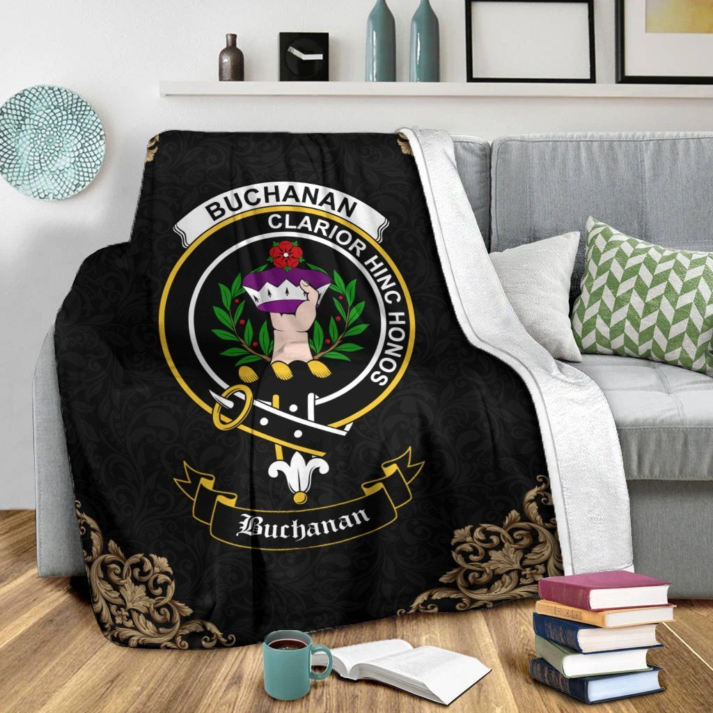 Buchanan Crest Tartan Premium Blanket Black