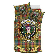 Buchanan 02 Tartan Crest Bedding Set - Golden Thistle Style