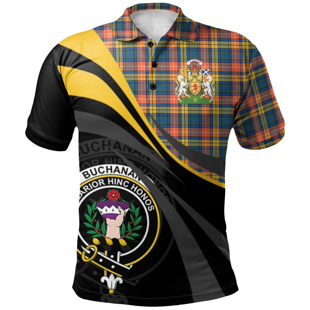Buchanan Ancient Tartan Polo Shirt - Royal Coat Of Arms Style
