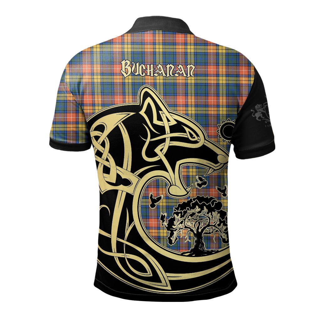 Buchanan Ancient Tartan Polo Shirt Viking Wolf