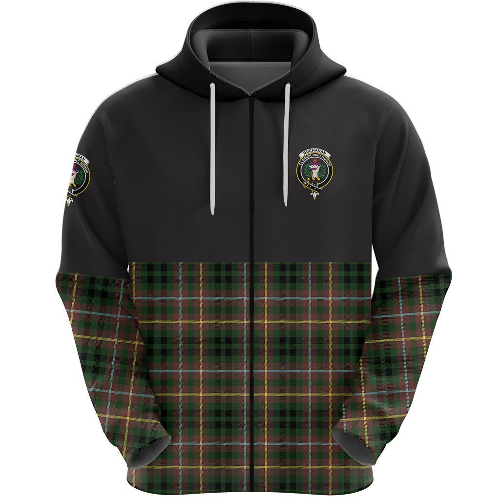 Buchanan Hunting Clan Half Of Tartan Zipper Hoodie