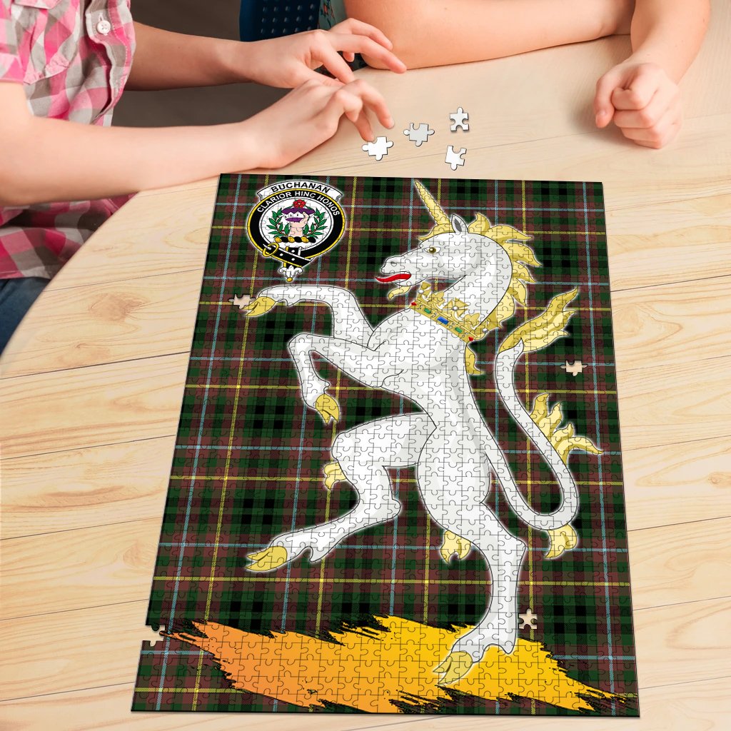 Buchanan Hunting Tartan Crest Unicorn Scotland Jigsaw Puzzles
