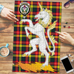 Buchanan Modern Tartan Crest Unicorn Scotland Jigsaw Puzzles