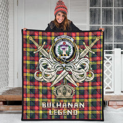 Buchanan Modern Tartan Crest Legend Gold Royal Premium Quilt