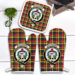 Buchanan Modern Tartan Crest Oven Mitt And Pot Holder (2 Oven Mitts + 1 Pot Holder)