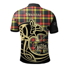 Buchanan Modern Tartan Polo Shirt Viking Wolf