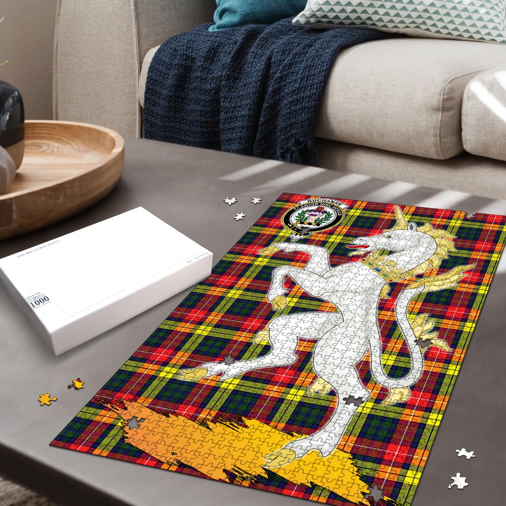Buchanan Modern Tartan Crest Unicorn Scotland Jigsaw Puzzles