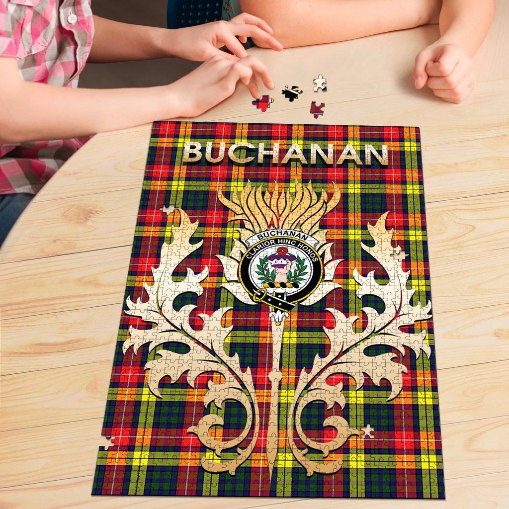 Buchanan Modern Tartan Crest Thistle Jigsaw Puzzles