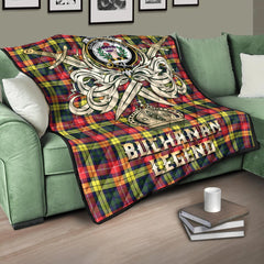 Buchanan Modern Tartan Crest Legend Gold Royal Premium Quilt