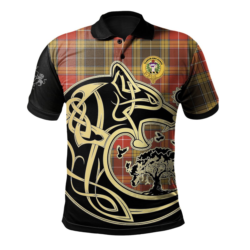 Buchanan Old Set Weathered Tartan Polo Shirt Viking Wolf