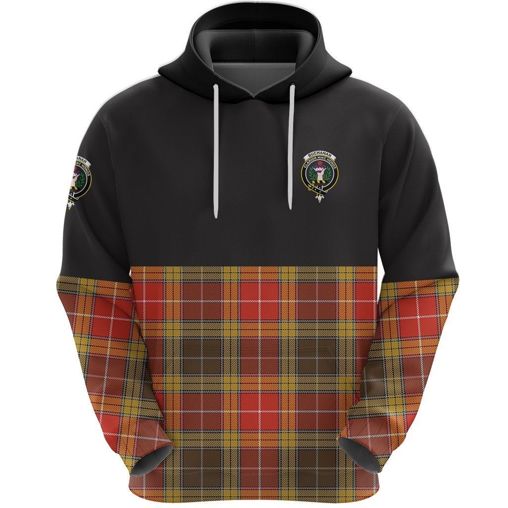 Buchanan Old Set Weathered Clan Half Of Tartan Hoodie