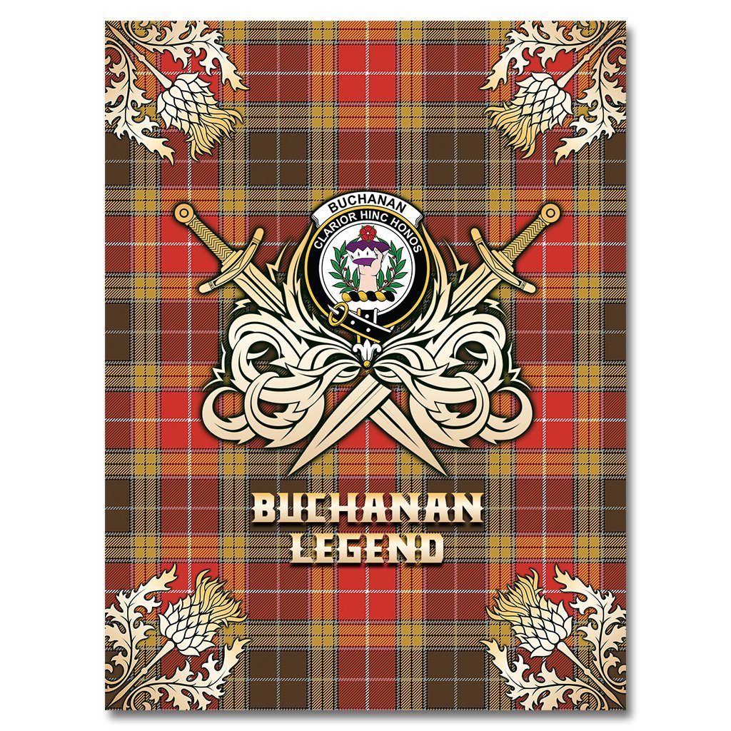 Buchanan Old Set Weathered Tartan Gold Courage Symbol Blanket